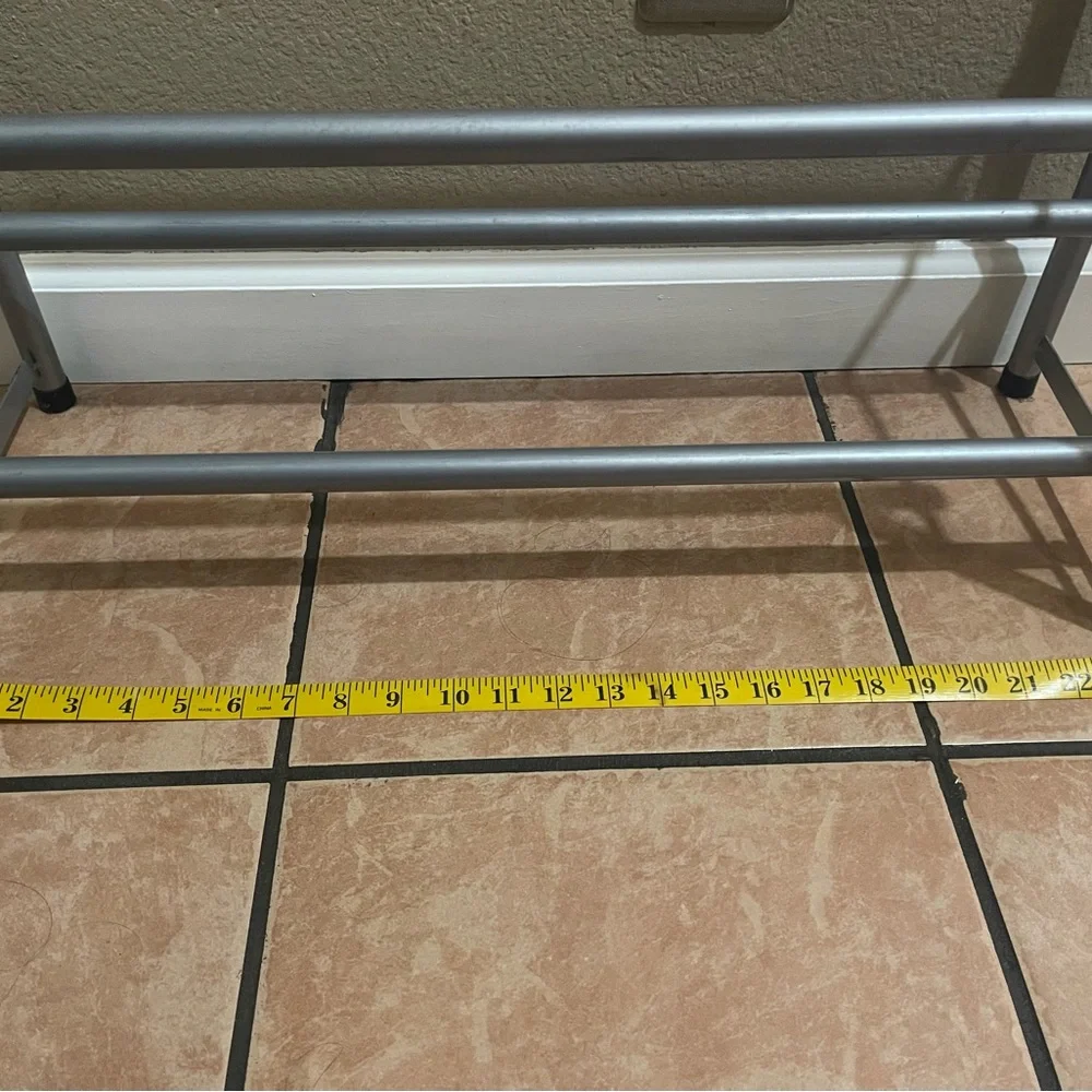 Silver 2-Tier Metal Shoe Rack - Picture 2 of 8